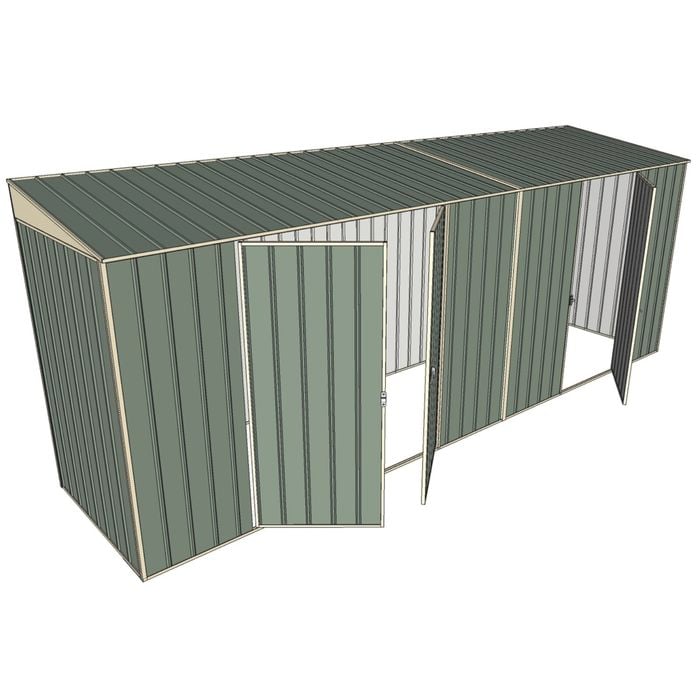 Build-A-Shed 1.2 x 5.2 x 2.0m Skillion Double with Single Hinged Side Doors Shed - Green