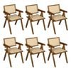Levede 6pcs Solid Wood Dining Chairs - Walnut