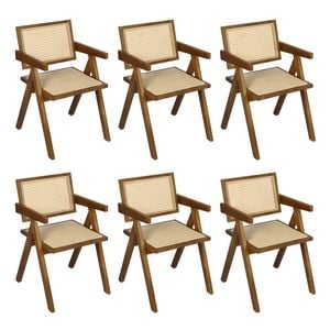 Levede 6pcs Solid Wood Dining Chairs - Walnut
