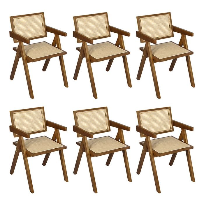 Levede 6pcs Solid Wood Dining Chairs - Walnut