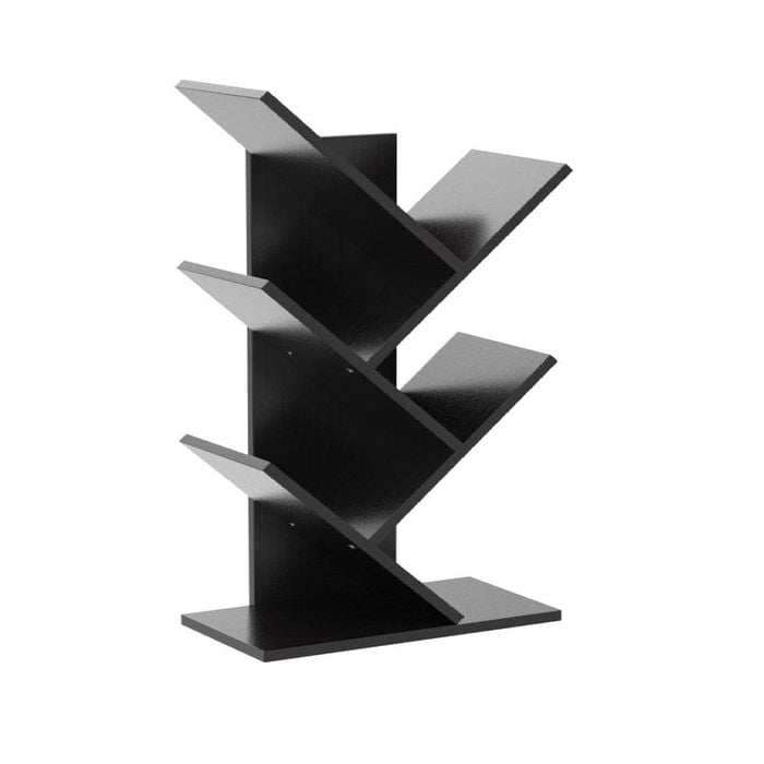 CARLA HOME 5-Tier Tree Bookshelf Storage Rack for Home Office or Bedroom (Black)