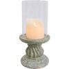 LVD Polyresin Hurricane Candle Holder Moss w/ Glass 34.5cmHome Display Decor