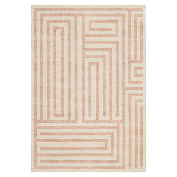 Loopsie-400cm X 300cm-makini Peach Geometric Washable Rug