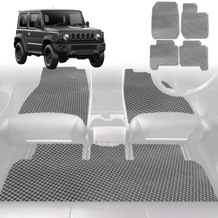6D Diamond Car Floor Mats for Suzuki Jimny 2018-Current Auto-Full Set-Grey-Outback GT