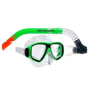 Land & Sea Sports Australia Clearwater Silicone Mask & Snorkel Set Lime 10y+