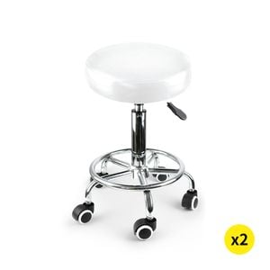 Levede 2x PU Leather Adjustable Bar Stool White