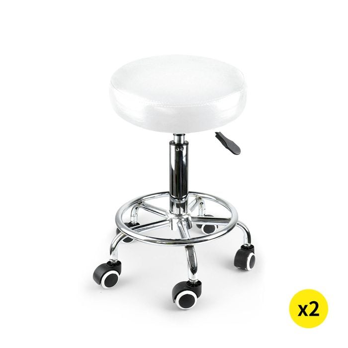 Levede 2x PU Leather Adjustable Bar Stool White