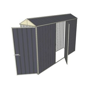 Build-a-Shed 0.8 x 3 x 2.1m Gable Single Hinged Door Shed with Single Hinged Side Door - Grey