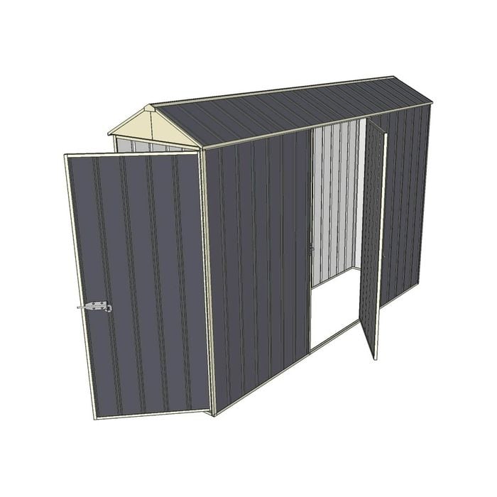 Build-a-Shed 0.8 x 3 x 2.1m Gable Single Hinged Door Shed with Single Hinged Side Door - Grey