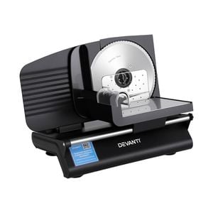 Devanti Meat Slicer Bread Vegetable, 200w Power 0-15mm Adjustable Easy Clean Stable, Black