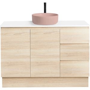 CIBO 1200mm Nordic Coast Veneer Full Height Bathroom Vanity with Pale Pink Countertop Basin - Coast