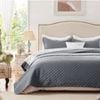 Charlie 3 Piece Lightly Quilted Polyester Embossed Coverlet Set Queen Charcoal
