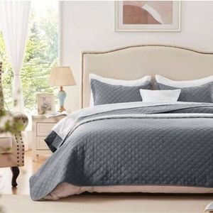 Charlie 3 Piece Lightly Quilted Polyester Embossed Coverlet Set Queen Charcoal