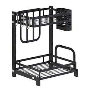 CARLA HOME 2-Tier Kitchen Spice Rack Organizer Storage Shelf for Condiments, Oil Bottles, Utensils, Cutting Board & More