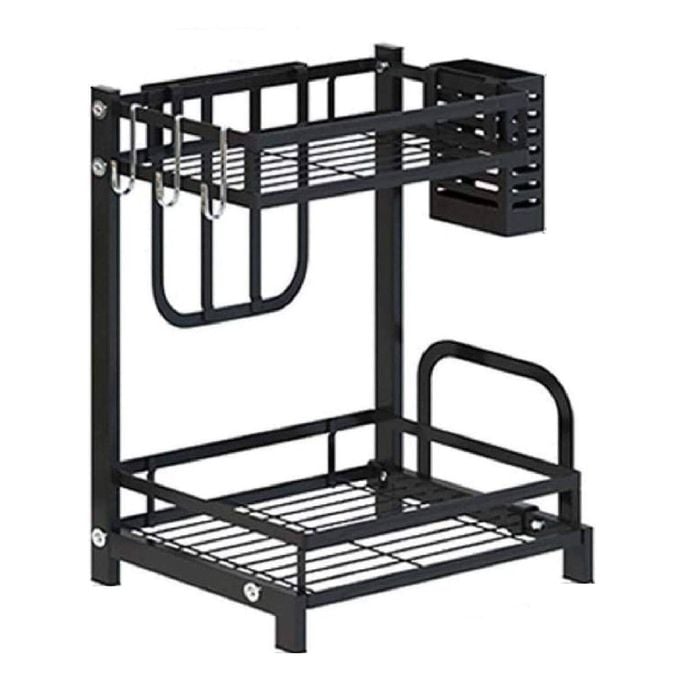 CARLA HOME 2-Tier Kitchen Spice Rack Organizer Storage Shelf for Condiments, Oil Bottles, Utensils, Cutting Board & More