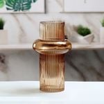 Bague Ribbed Glass Vase Amber
