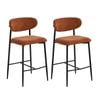 Oikiture 2x Bar Stools Kitchen Stool Counter Chair Fabric Organe