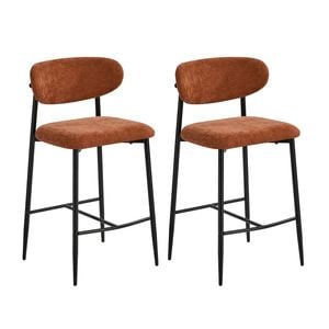Oikiture 2x Bar Stools Kitchen Stool Counter Chair Fabric Organe