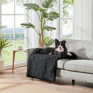 Charlie's Shaggy Faux Fur Bolster Sofa Protector Calming Dog Bed Charcoal Xx-large