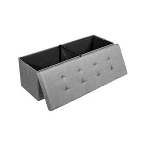 Costway Storage Bench Oxford Ottoman Foot Stool Grey