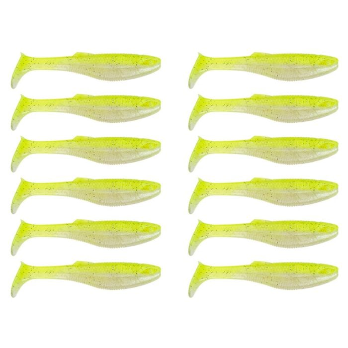 2x 6PK 3In Rapala Crush City Heavy Hitter Plastic Paddle Tail Lures -Neon Pearl
