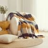 Cadence & Co. Sinclair Faux Mohair Check Throw Ginger/navy 130x170cm