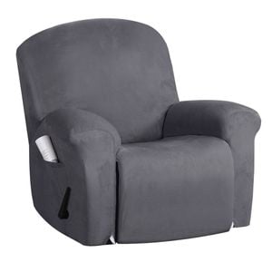 Smarcute Suede Recliner Chair Cover 1 Piece Stretch Thick Sofa Slipcover Grey