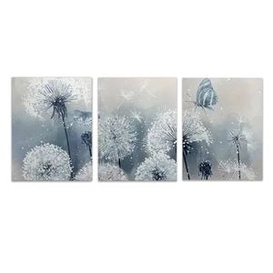 3pcs Dandelion and Butterfly Painting Print 100% Australian Made 3 x 40x60cm (Metal Print)