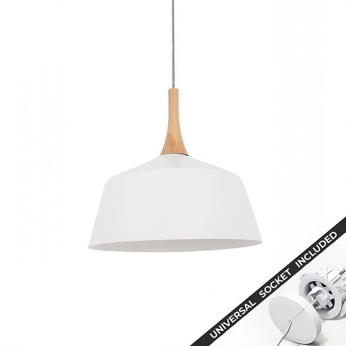 Snap Lighting Nordic Timber and Metal Dome Downlight to Pendant Light Conversion Kit White Large