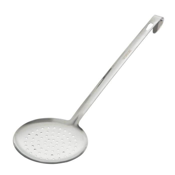 Vogue Stainless Steel Skimmer 4 Inch Mesh Head Long Hooked Handle 380mm Kitchen Utensil J668