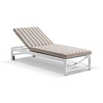 Kansas Outdoor Aluminium Sun Lounge on Wheels with Sunbrella cushion White - Sunbrella Maxim Heather Beige