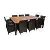 Sahara 10 Seat Outdoor Teak And Wicker Dining Setting Charcoal & Denim Grey Cushions