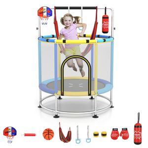 Costway Kids Trampoline Gym Rebounder Workout Combo Blue