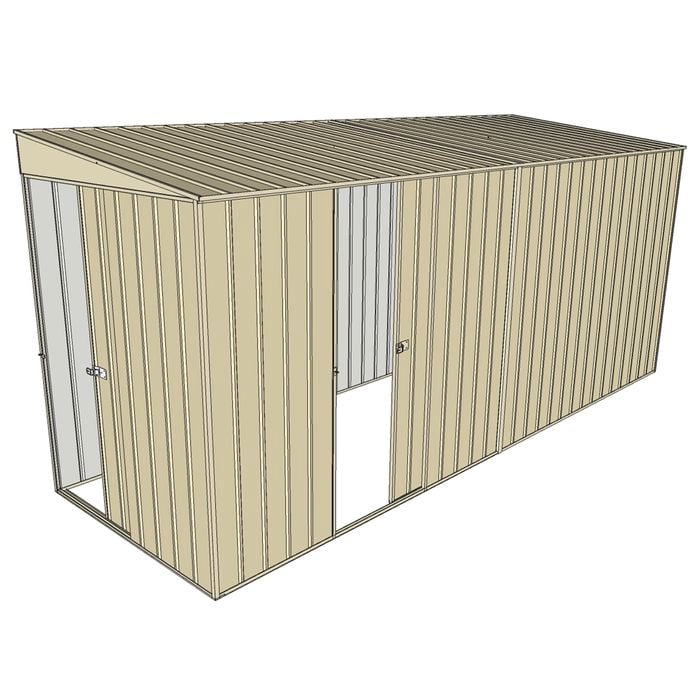 Build-a-Shed 1.5 x 4.5 x 2m  Sliding Door Tunnel Shed with Sliding Side Door - Cream