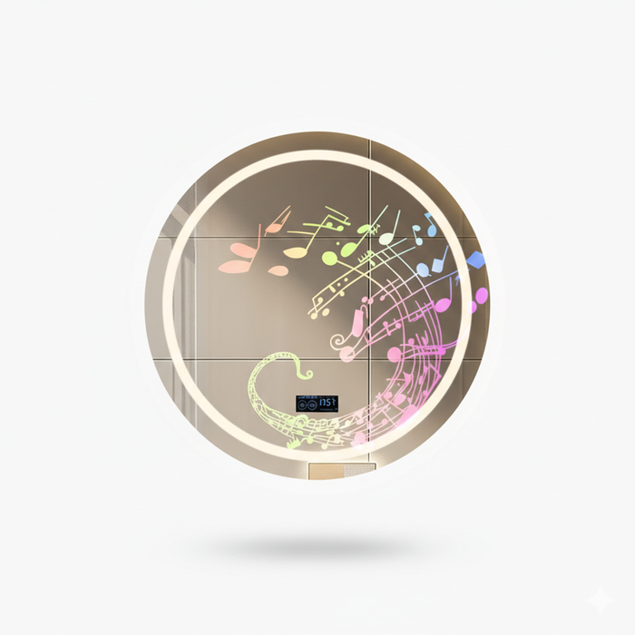P&P Silver Round Bluetooth LED Bathroom Mirror Anti Fog Smart Display