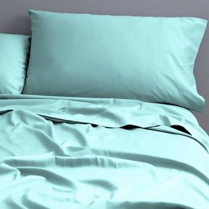 Park Avenue 500TC Double Bed Natural Cotton Fitted Sheet/Pillowcases Turquoise