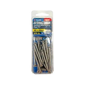 Zenith 8G x 45mm Stainless Steel 304 Square Drive External Timber Screw - 25 Pack