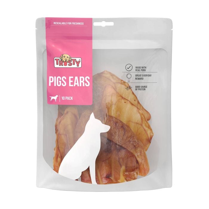 Trusty Pig Ears Adult Dog Treats - 10 Pack