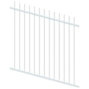 ProtectorAl 350 - 1200 x 1200mm Pearl White Raked Up to 15º Picket Top Pool Fence Panel
