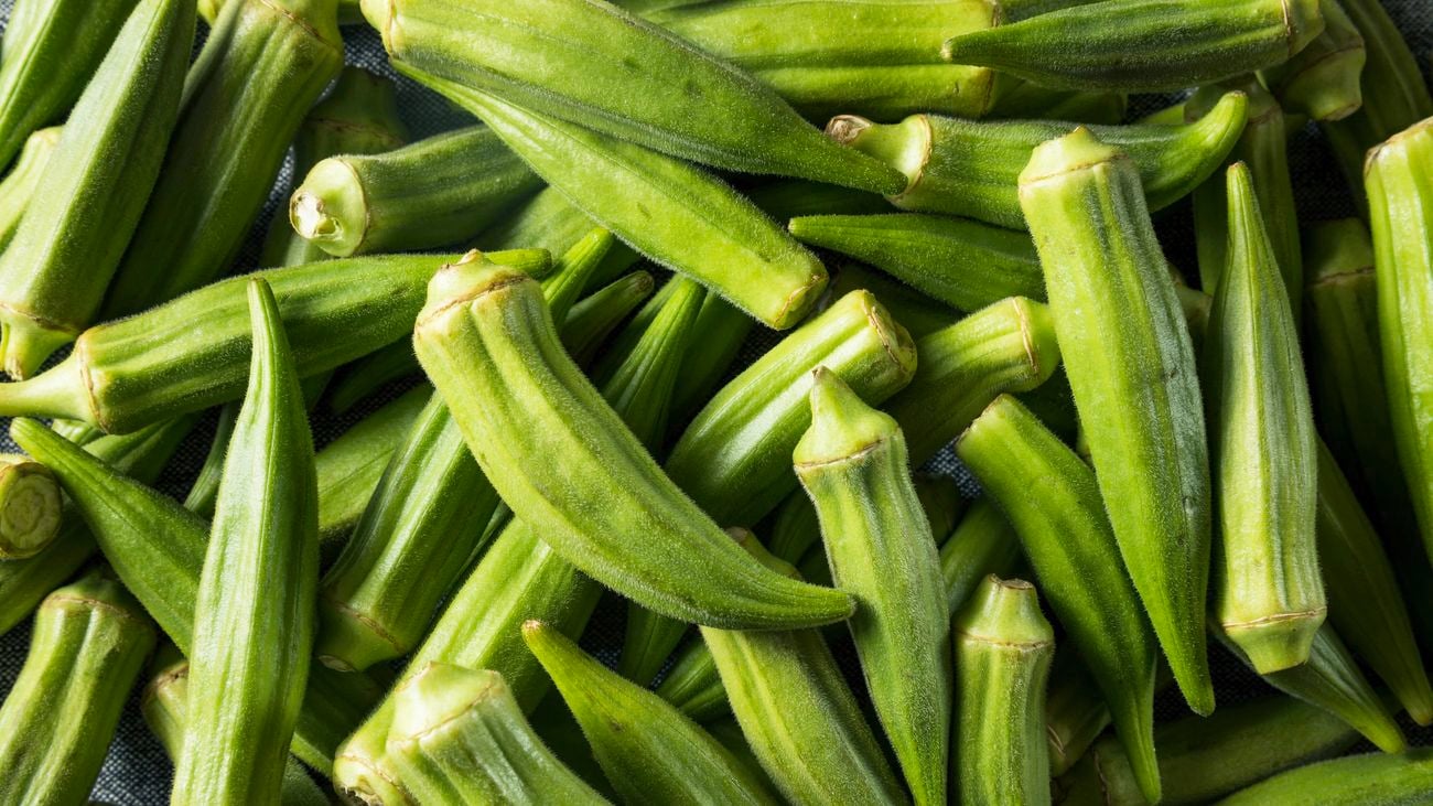A pile of harvested okra pods