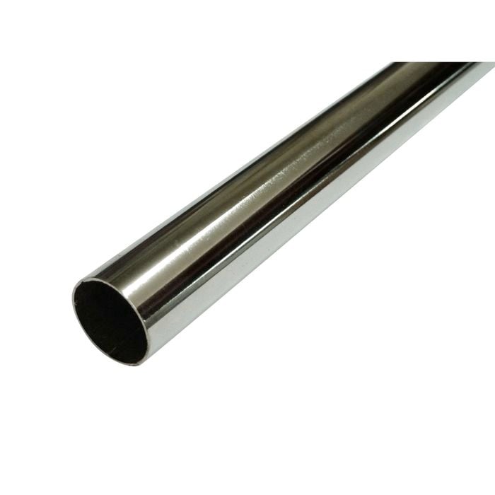 Italio 25mm x 1.8m Chrome Round Wardrobe Rail With Brackets