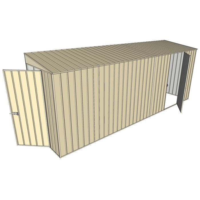 Build-A-Shed 1.2 x 5.2 x 2.0m Tunnel Shed Tunnel Hinged Door with 1 Hinged Side Door - Cream