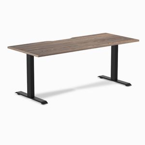 Desky Fixed Height Scalloped Melamine Office Desk Matte Black Frame 180cm