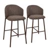 Runa Dark Walnut Look Upholstered Bar Stool - Brown Fabric (Set of 2)