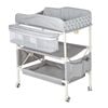 Ufurniture 4-in-1 Baby Changing Table Adjustable Infant Diaper Station Storage Basket  4 Lockable Wheels Grey