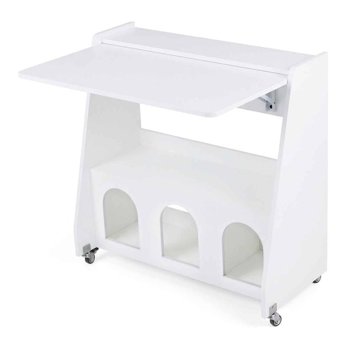 Costway Folding Computer Desk Wheel Convertible Drop Leaf Table White