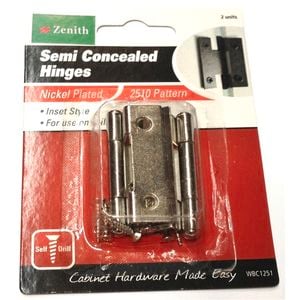 Zenith Semi Concealed Hinge 2510 Pattern 45mm Nickel Plated 2pk
