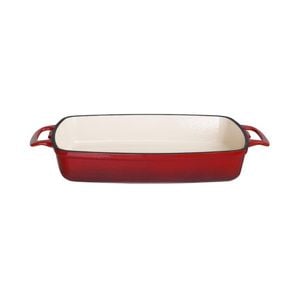 Vogue Rectangular Cast Iron Casserole Dish Red 1.8L 40x370x217mm Baking Roasting