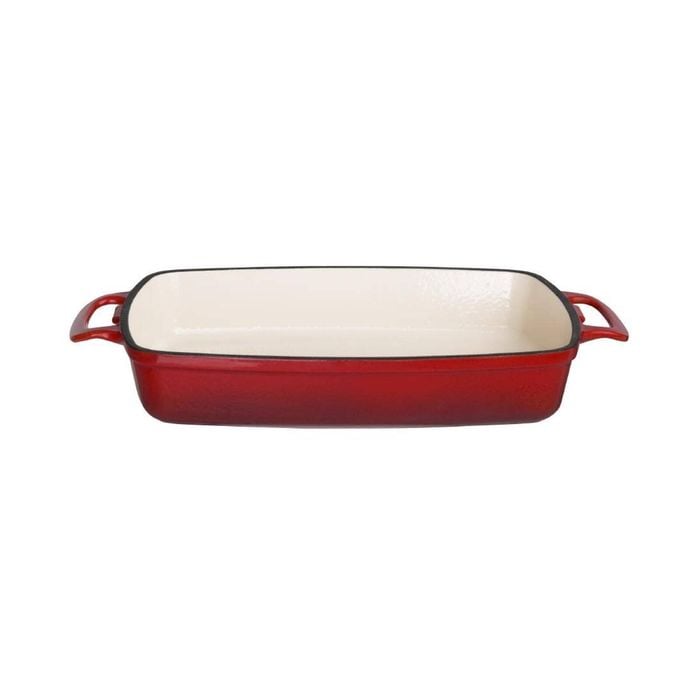 Vogue Rectangular Cast Iron Casserole Dish Red 1.8L 40x370x217mm Baking Roasting