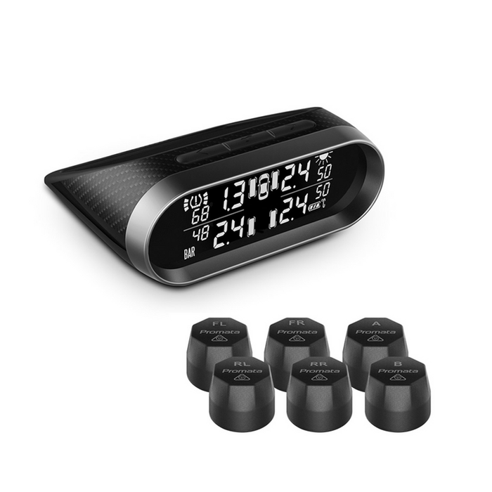 Promata Mata 2 Solar Tyre Pressure Monitor With Carbon Fiber Finish - 6 External Sensors
